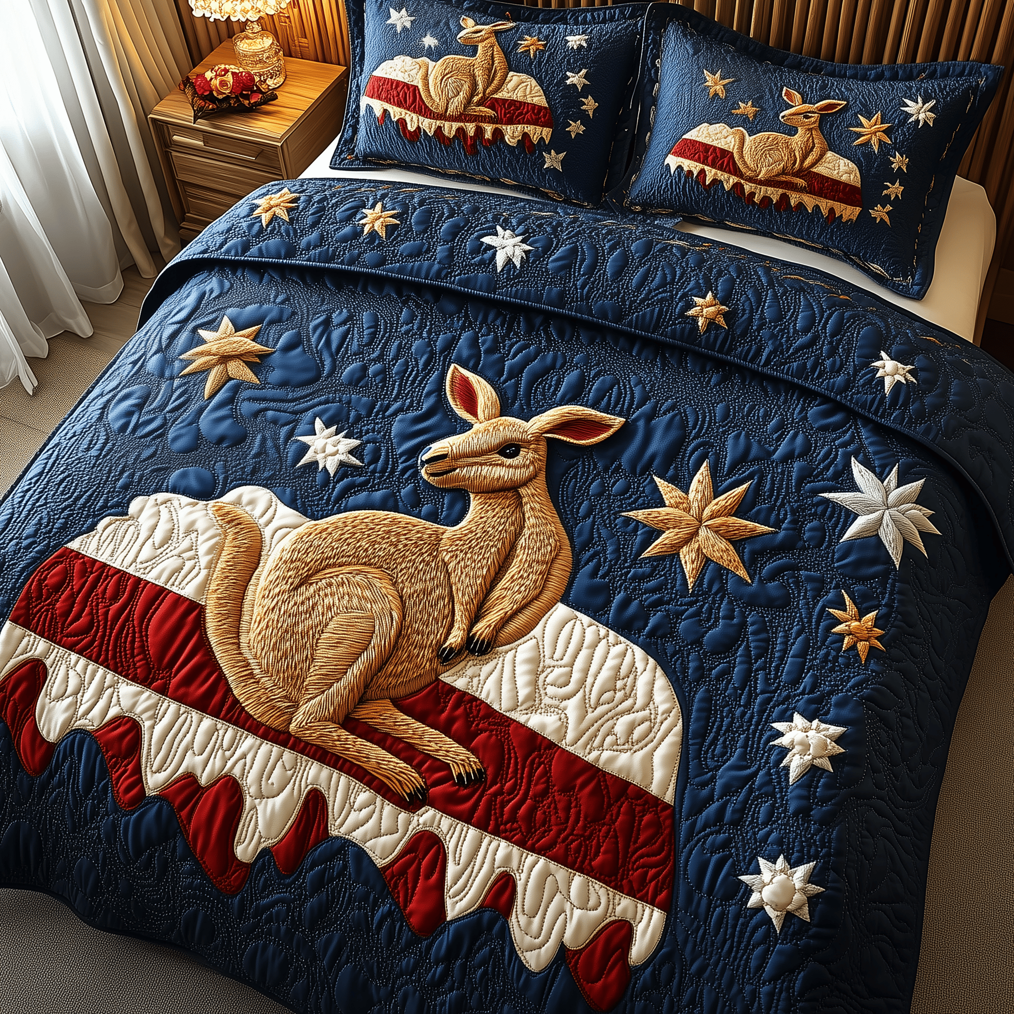 Happy Australia Day Quilted Bedding Set Best Duvet Cover Bedspread Set Holiday Gifts For Mom