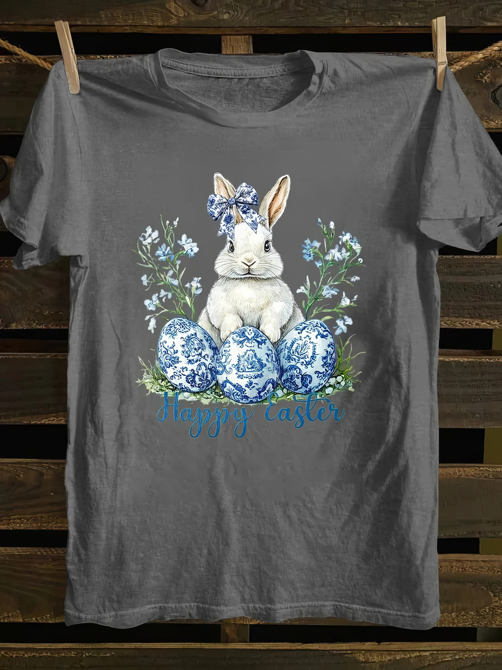 Happy Easter T-shirt Bunny And Egg Christian T-Shirts For Sale