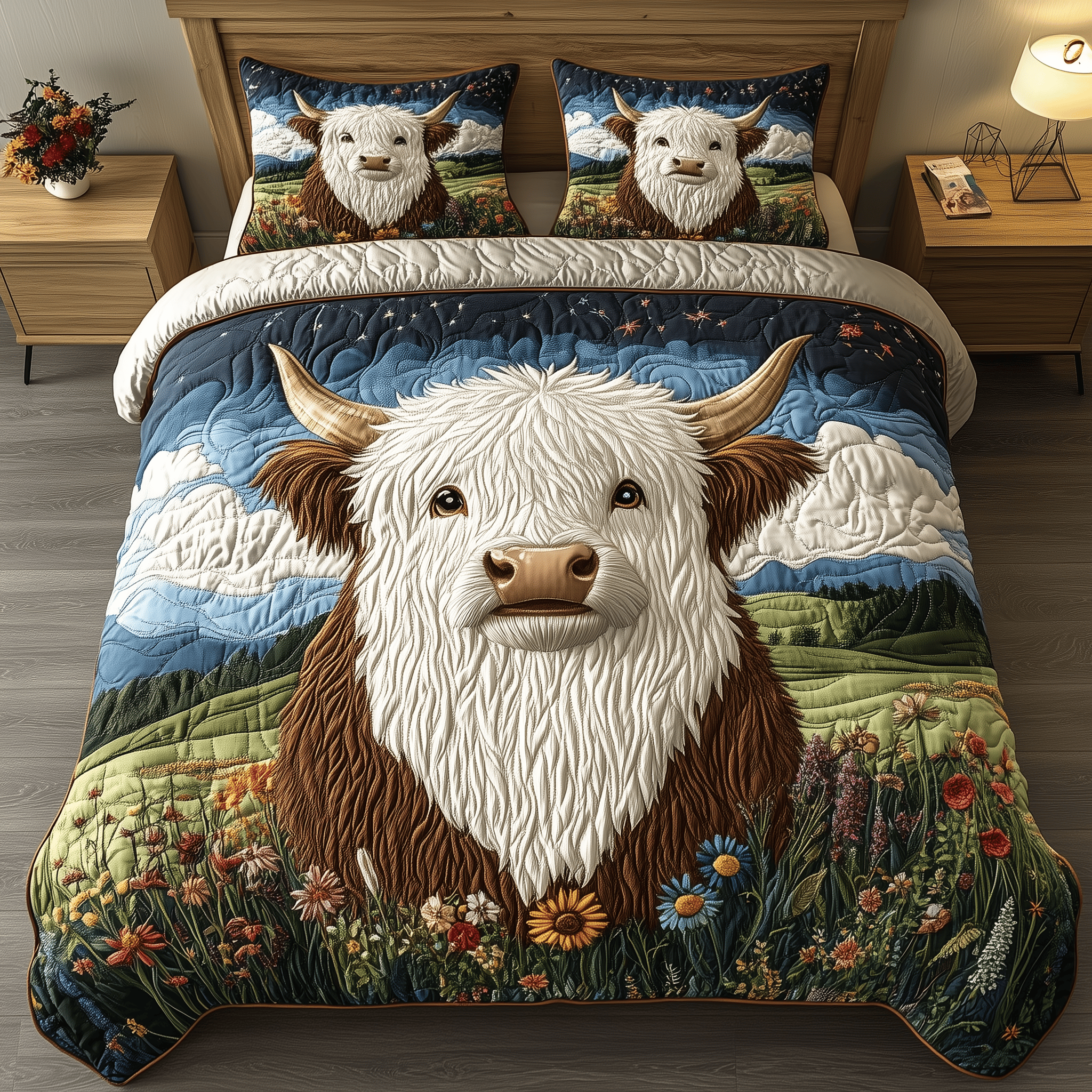 Happy Highland Quilted Bedding Set Duvet Cover Bedspread Set Merch Presents For Daughter