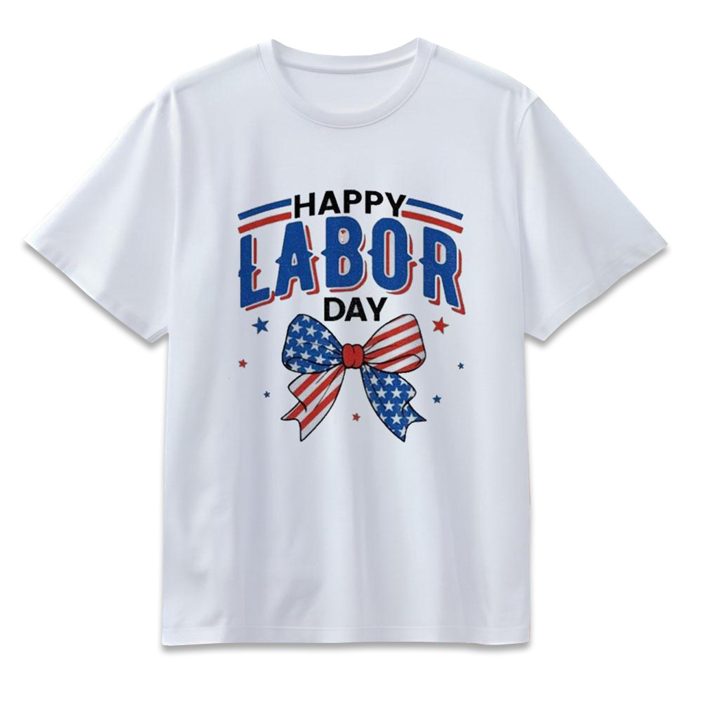 Happy Labor Day T-Shirt Patriotic Ribbon Bow American Flag Shirt Gift Ideas For Sister