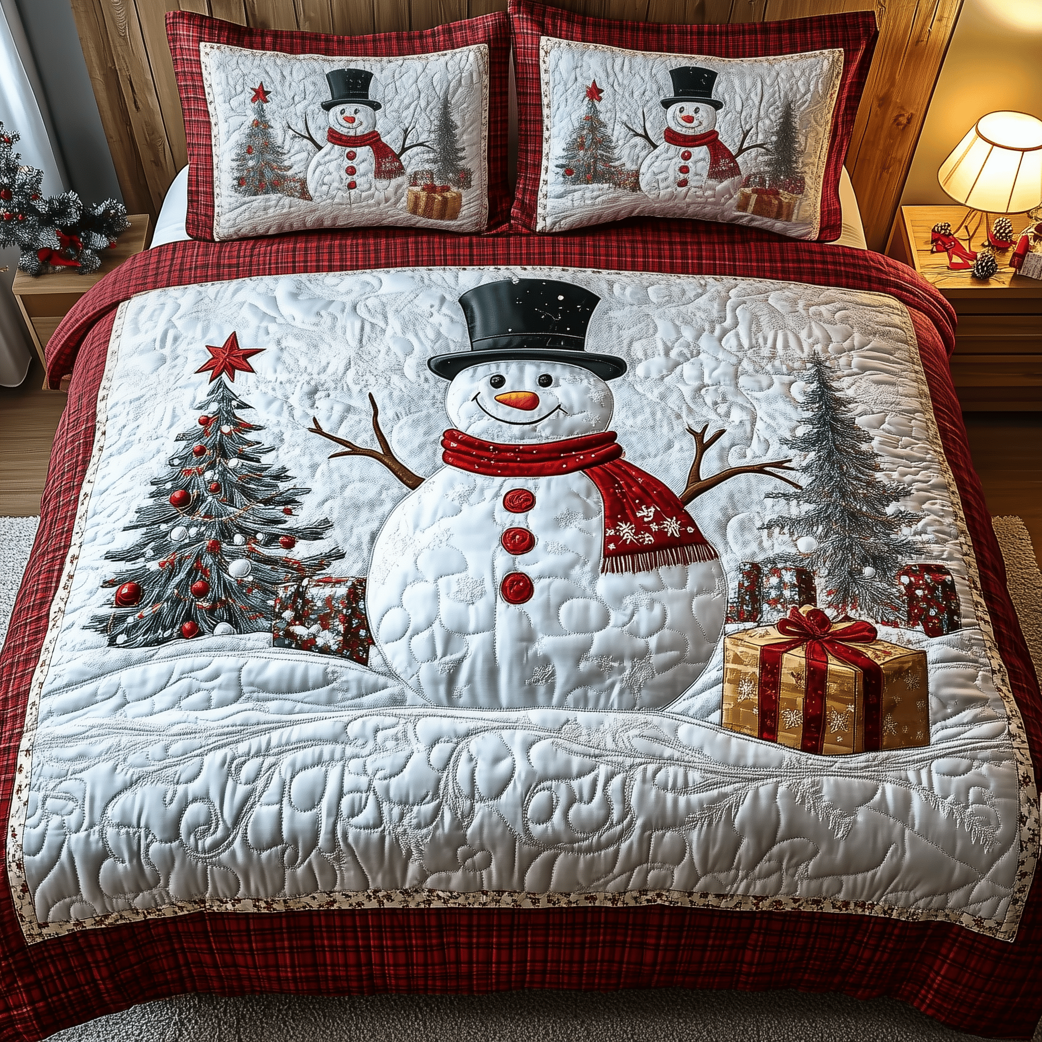 Happy Snowman Quilted Bedding Set  Stay warm this winter Corporate Christmas Gifts