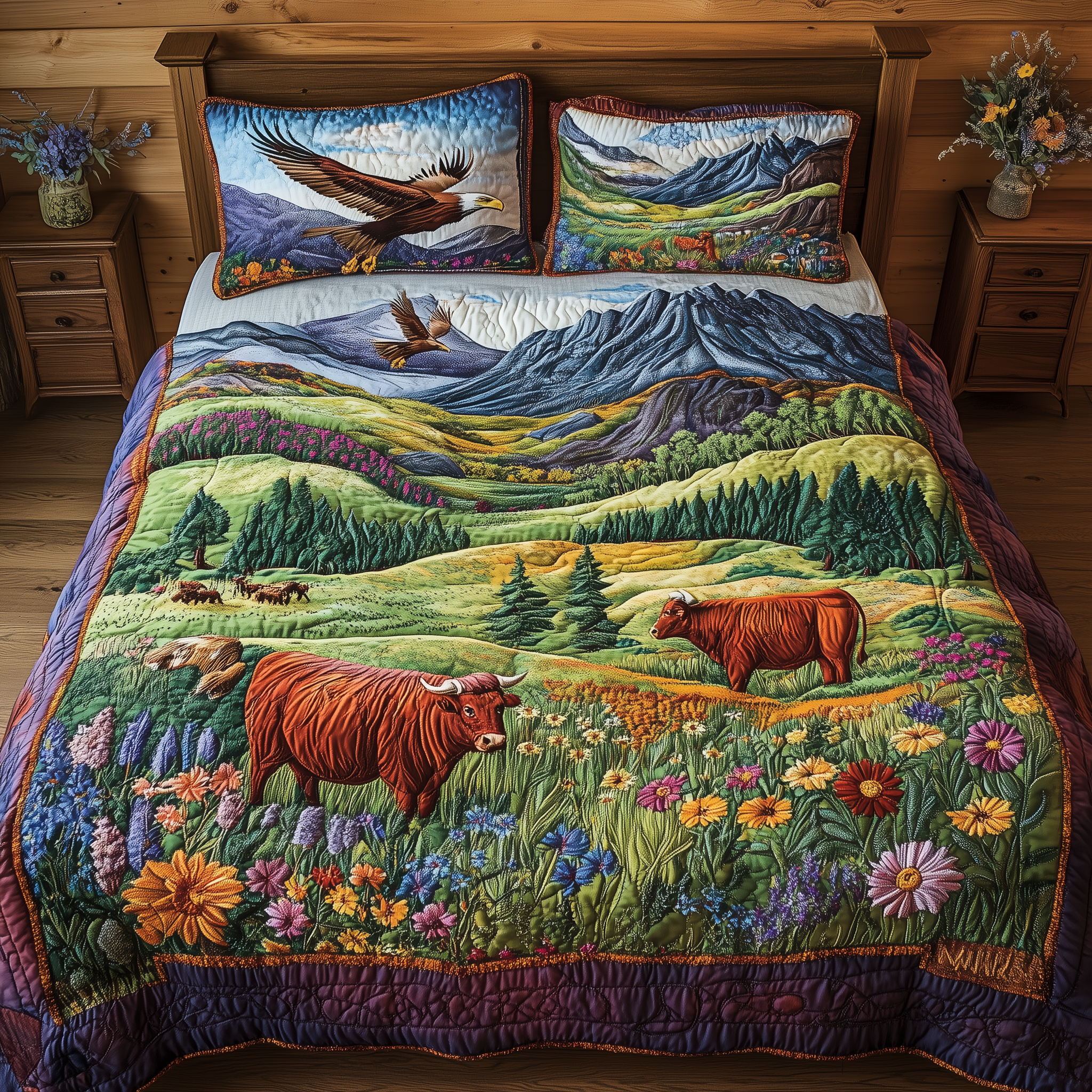 Harmony Highland Quilted Bedding Set Awesome Duvet Cover Bedspread Set Mother To Be Gifts