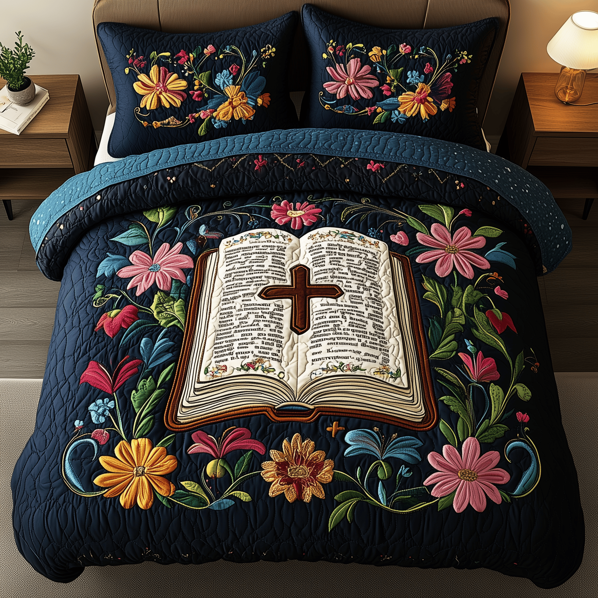 Harmony of Faith Quilted Bedding Set Best Duvet Cover Bedspread Set Gifts For Son In Laws