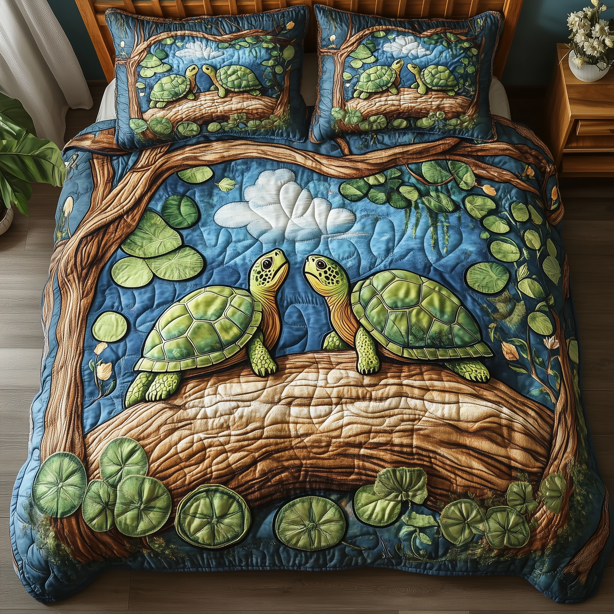 Harmony Turtles Quilted Bedding Set Awesome Duvet Cover Bedspread Set Christmas Gifts For Turtle Lovers