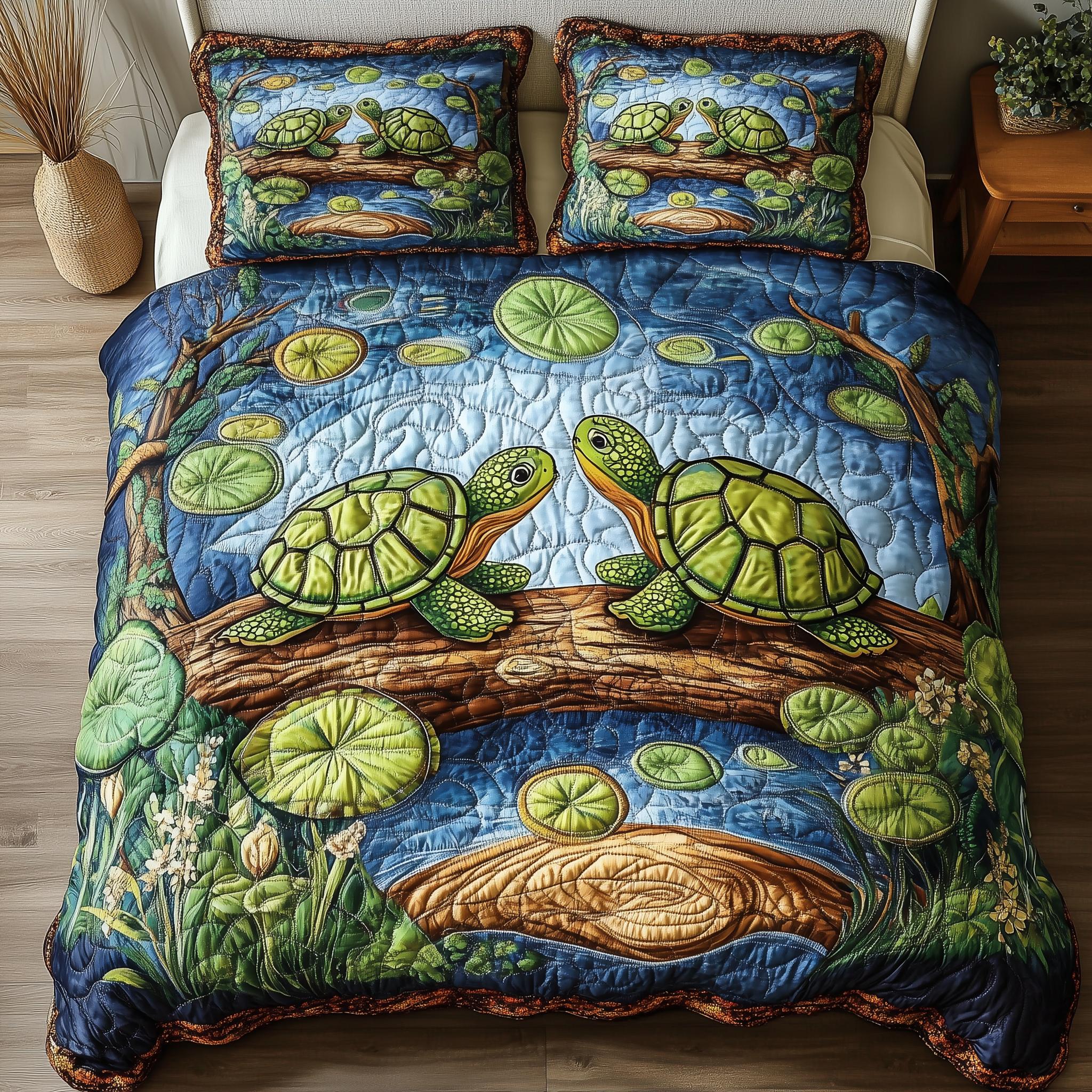 Harmony Turtles Quilted Bedding Set Awesome Duvet Cover Bedspread Set Sea Turtle Gift Ideas