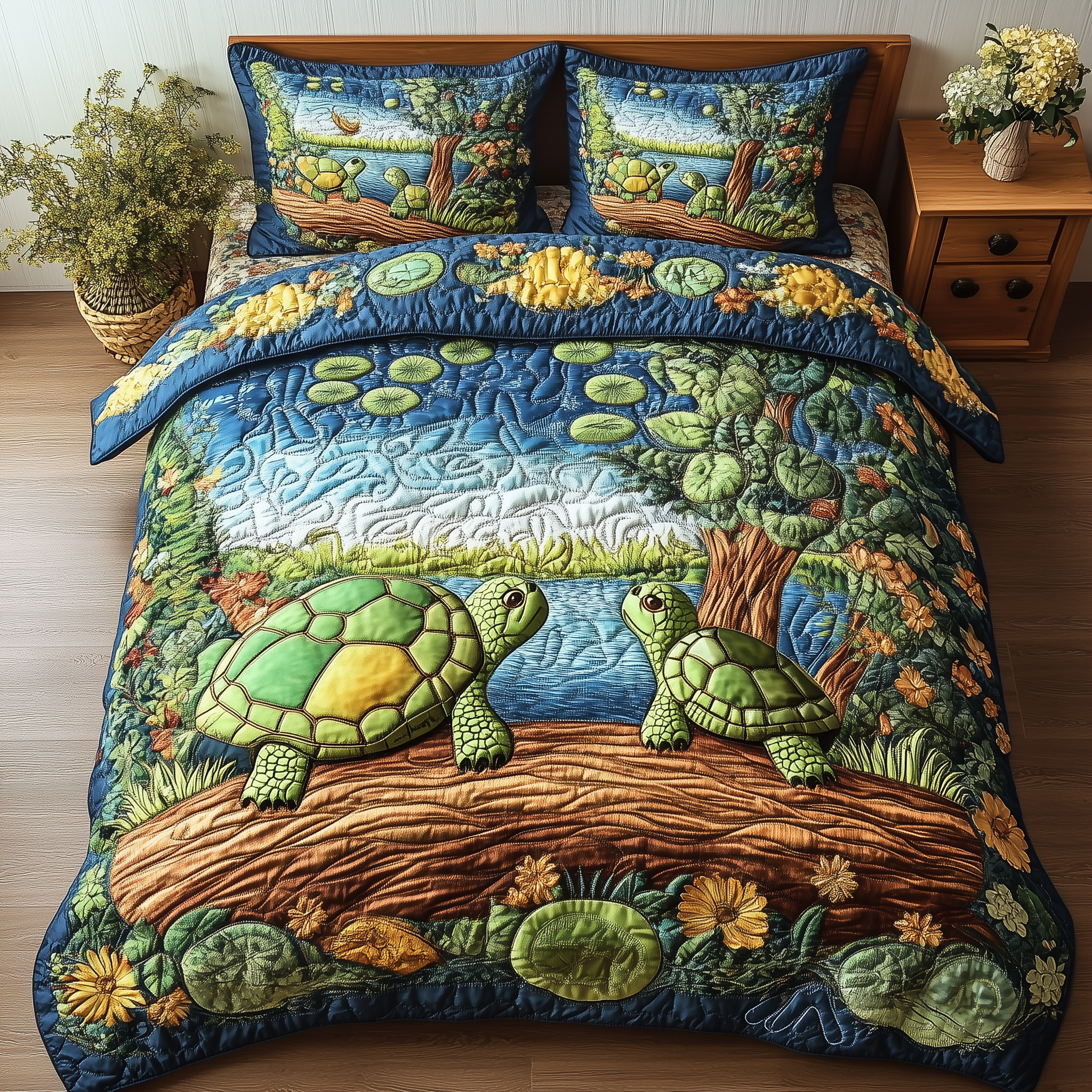 Harmony Turtles Quilted Bedding Set Awesome Duvet Cover Bedspread Set Sea Turtle Gifts For Her