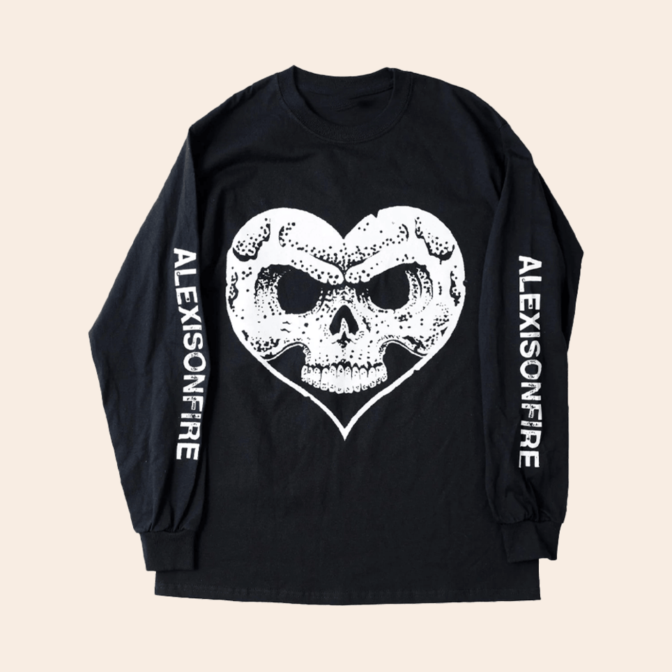 Hearts Skull Long Sleeve T-Shirt Alexisonfire Merch Gifts For Music Fans Gifts For Best Friend