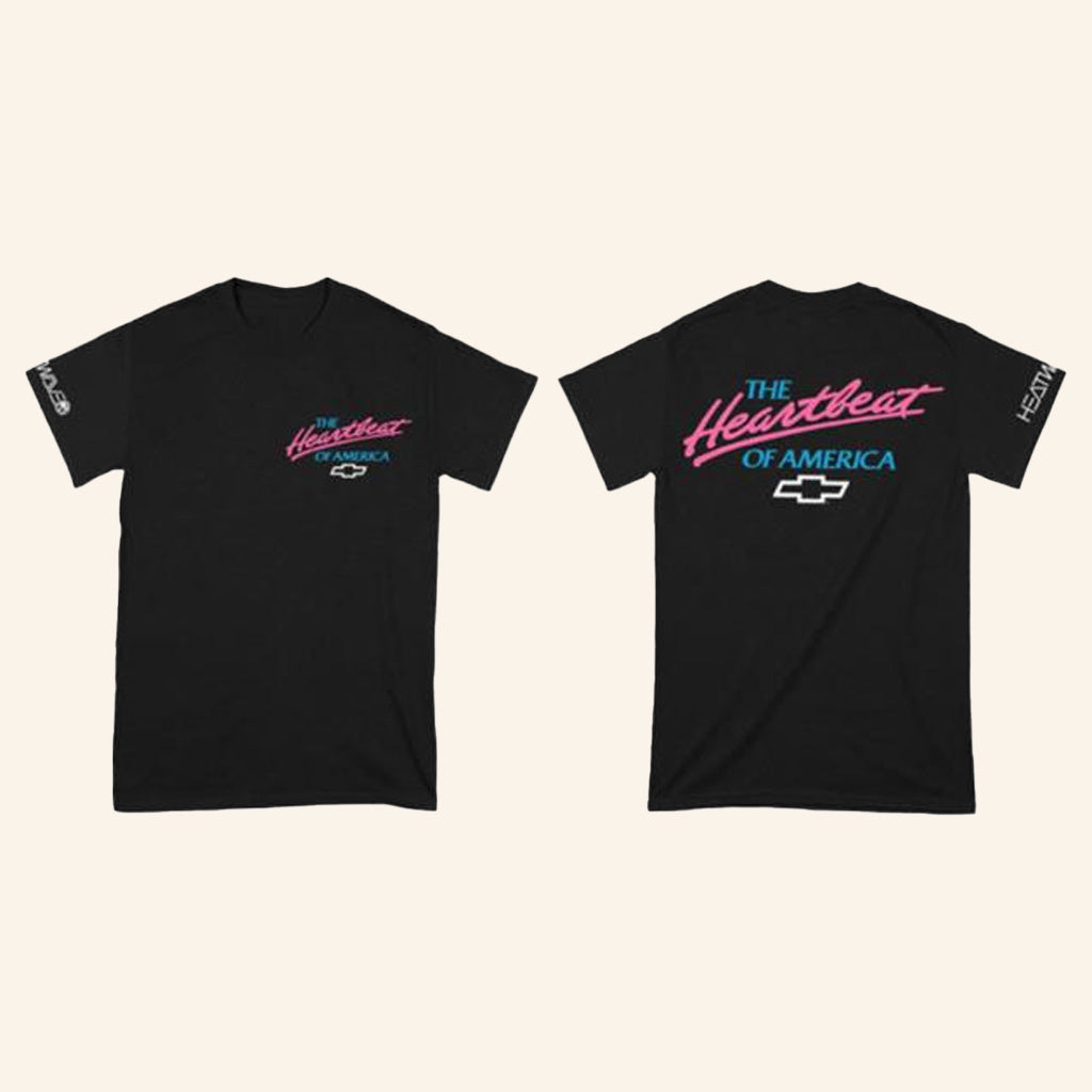 Heat Wave Chevrolet Merch Heart Beat Of America Black T-Shirt Gifts For Her