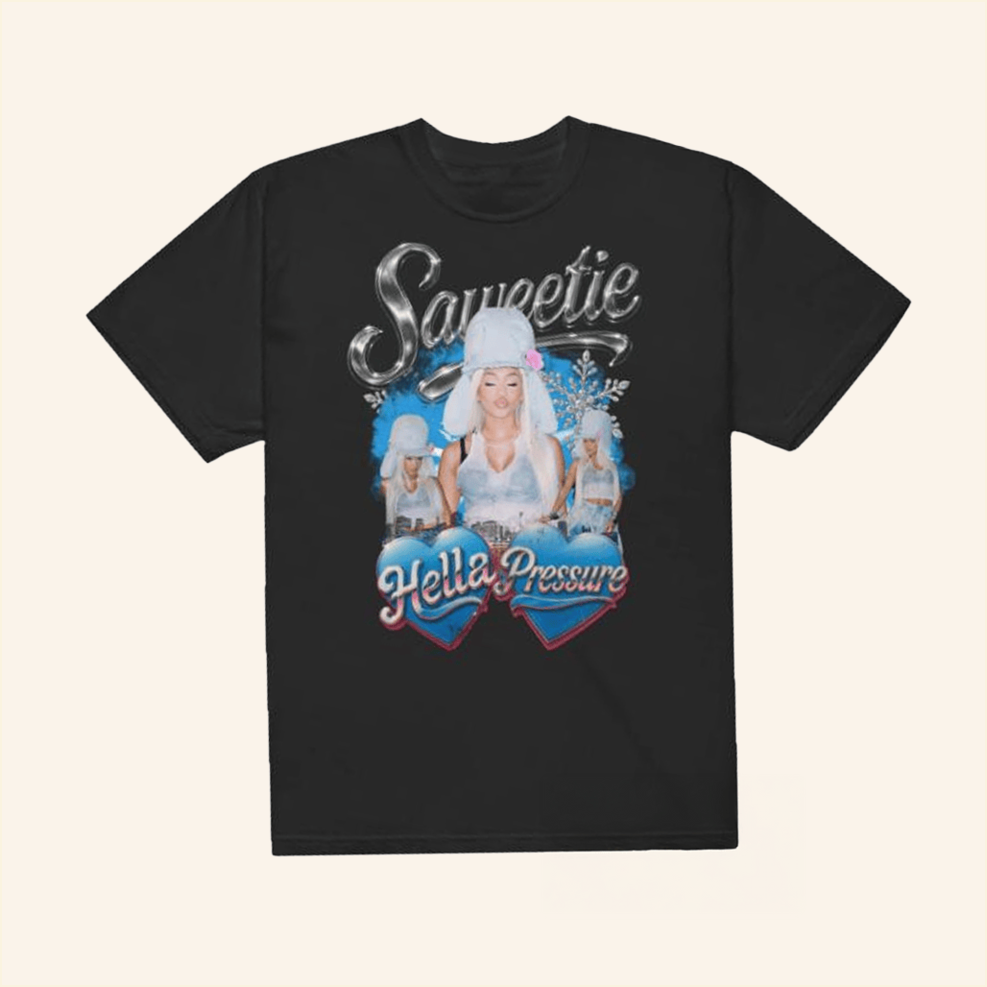 Hella Pressure Icy Photo T-Shirt Saweetie Merch Birthday Gifts For Fans Gifts For Best Friend