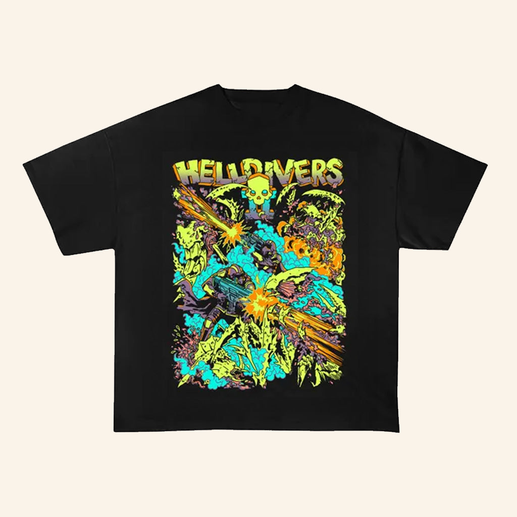 Helldivers Merch Black T-Shirt Gift Ideas For Him