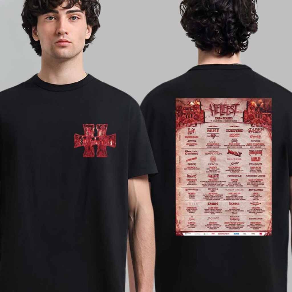 Hellfest Open Ar Festival 2025 Out Of Bounds Lineup Poster For Clisson Rock City France From 19 To 22 June 2025 T-Shirt Gifts For Son