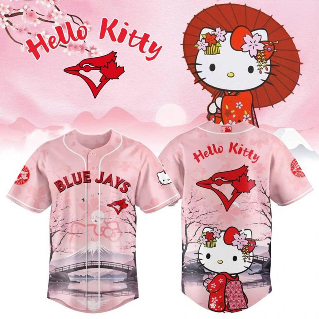 Hello Kitty X Toronto Blue Jays Sakura Pink Baseball Jersey Toronto Blue Jays Merch