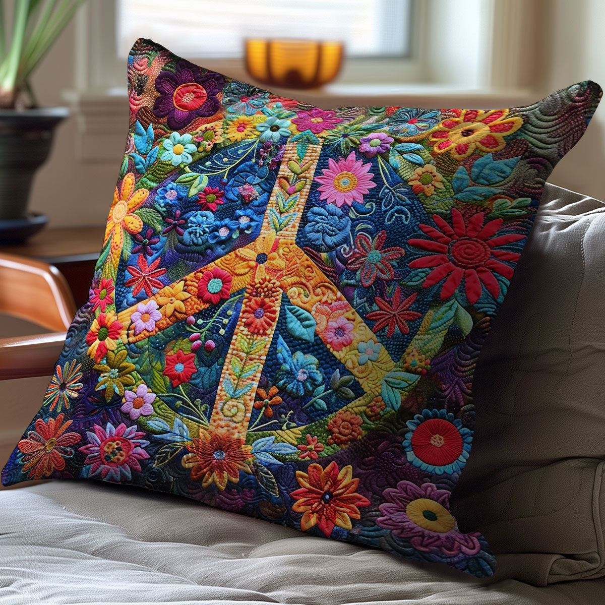 Hippie Flowers Quilt Pillow Case Stuff Items Best Gifts For Your Hippie Friend