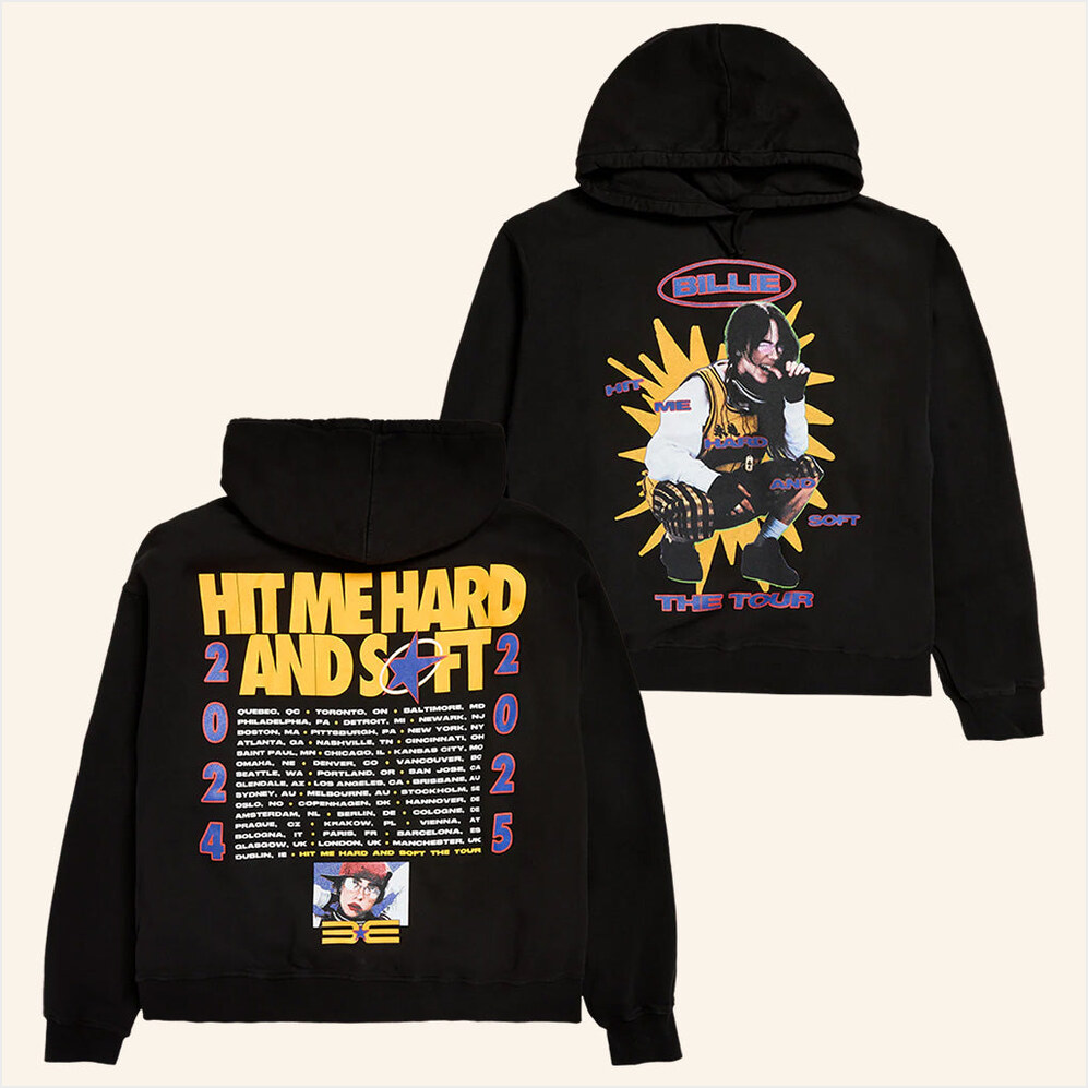 Hit Me Hard And Soft Tour 2025 Black Hoodie Billie Eilish Merch Birthday Gifts For Music Fans