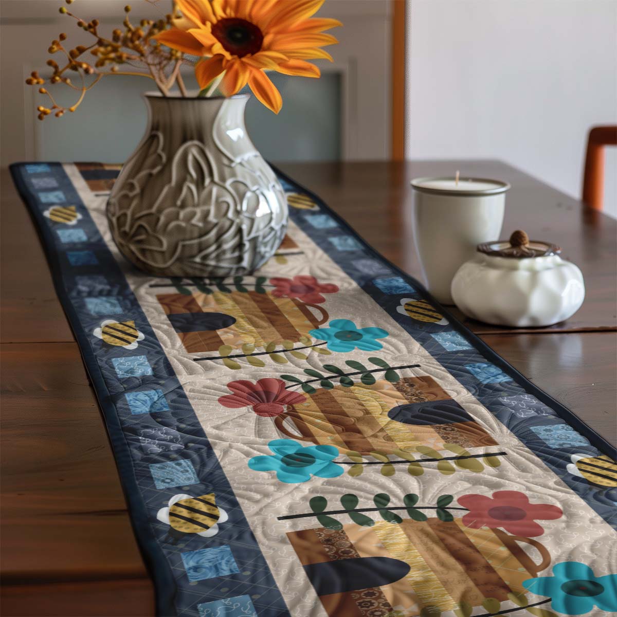 Hive Quilted Table Runner Dining Indoor Home Decorations Christmas Presents