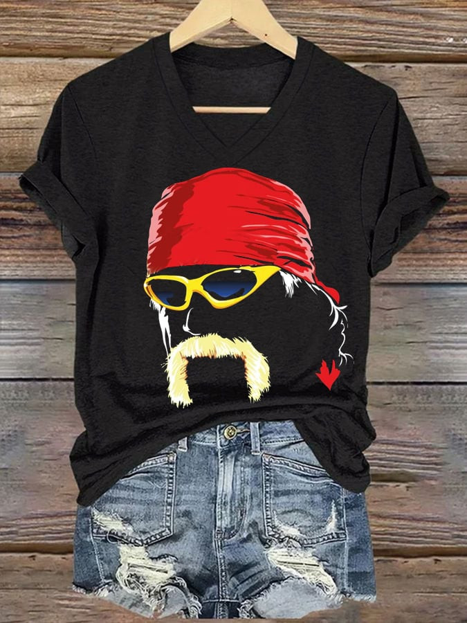 HK Legendary Wrestler V-neck Shirt In Heaven RIP HK Shirt Women's Gifts