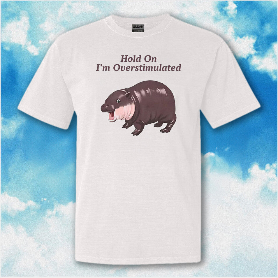 Hold On Partner I'm Overstimulated Moo Deng T-Shirt Gifts For Moo Deng Fans Gifts For Friends