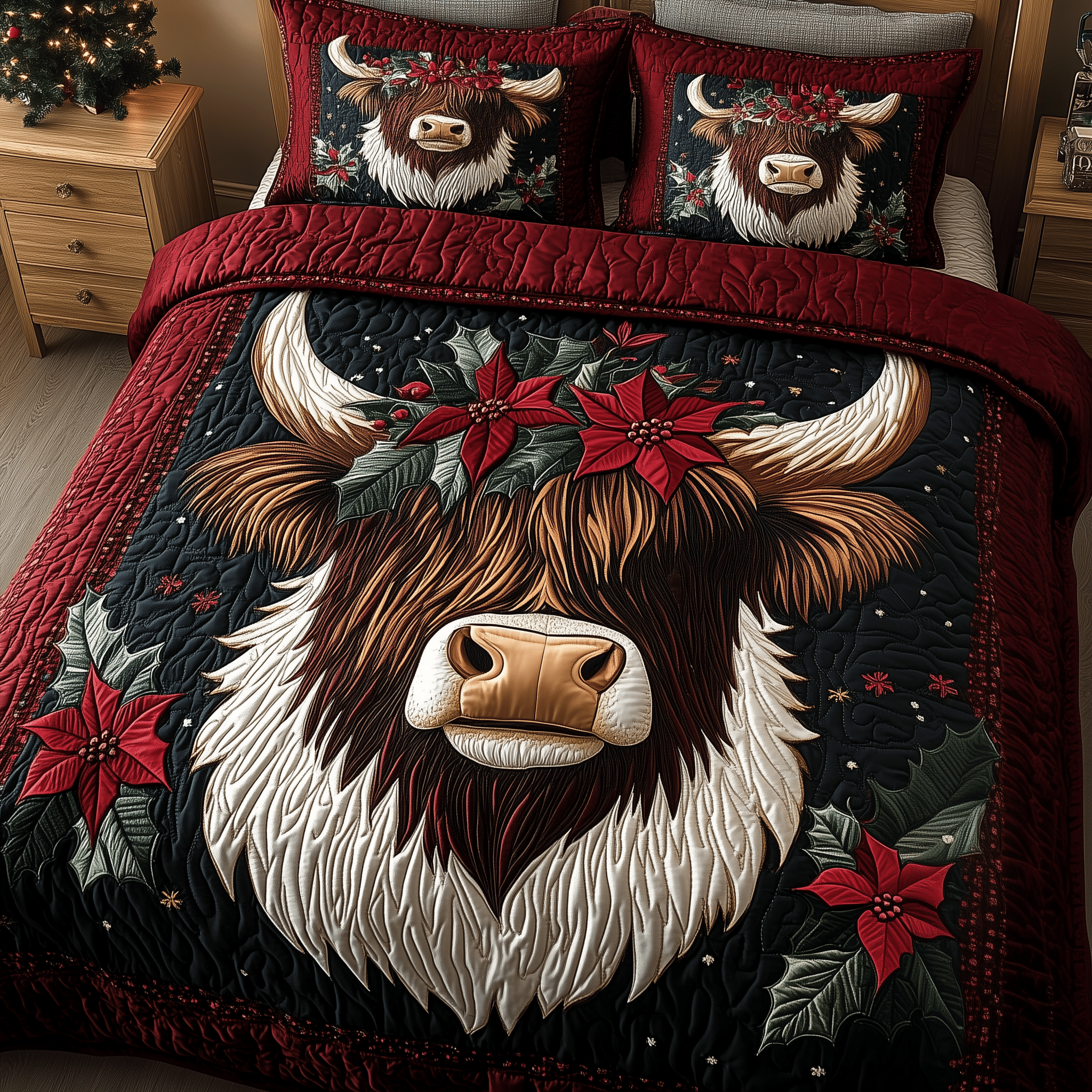 Holiday Highland Dream Quilted Bedding Set Duvet Cover Bedspread Set Merch Gifts For Son In Laws