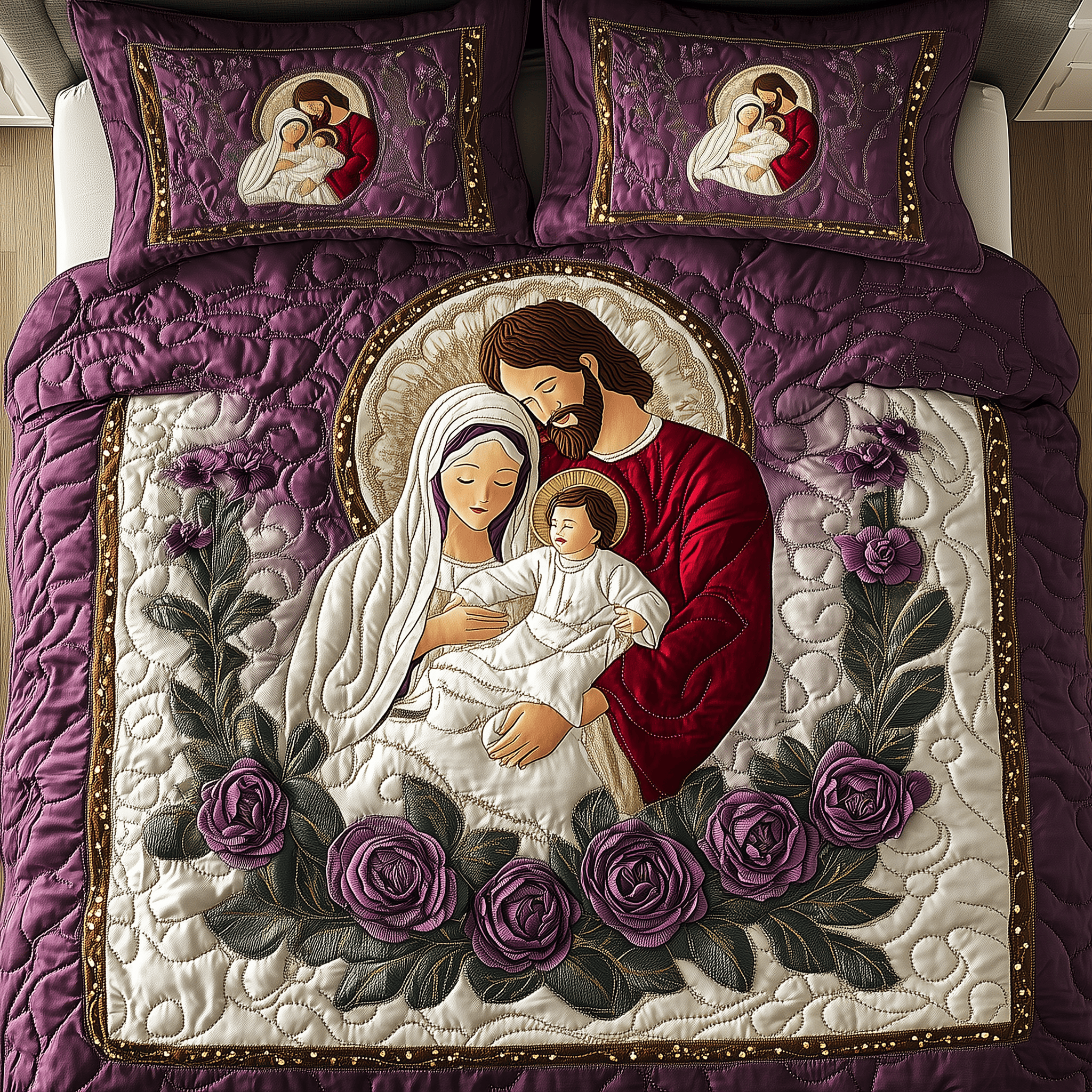 Holy Family Quilted Bedding Set  Stay warm this winter Christmas Gift Ideas For Coworkers