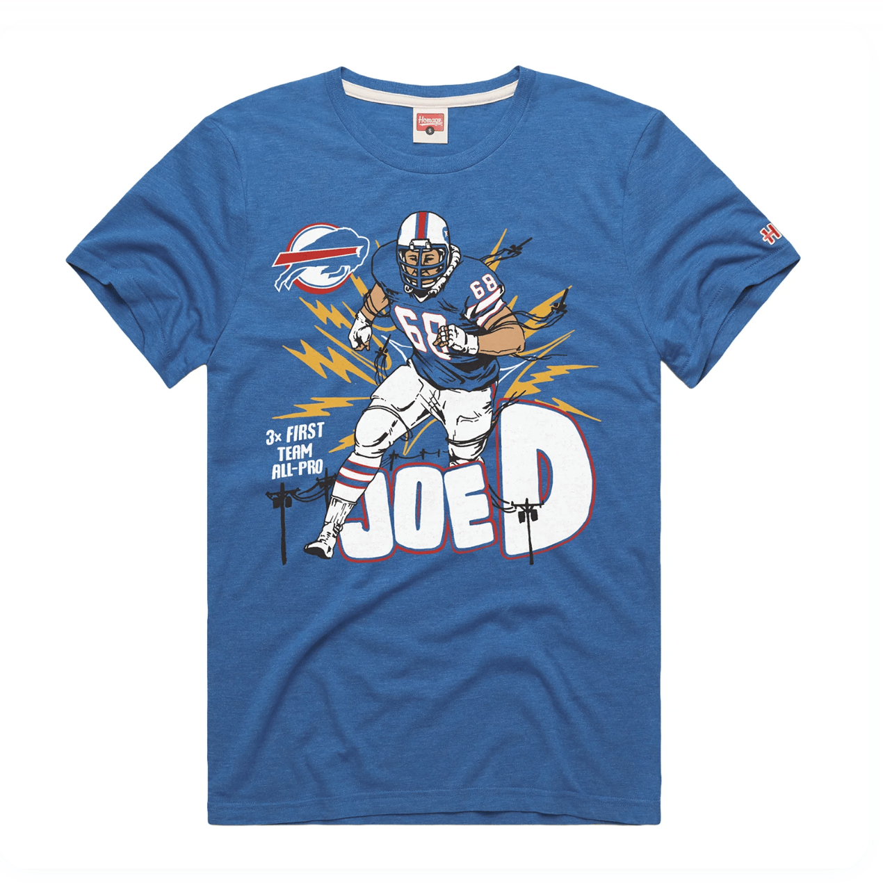 Homage Buffalo Bills Joe Joe Delamielleure Caricature T-Shirt Football Themed Gifts