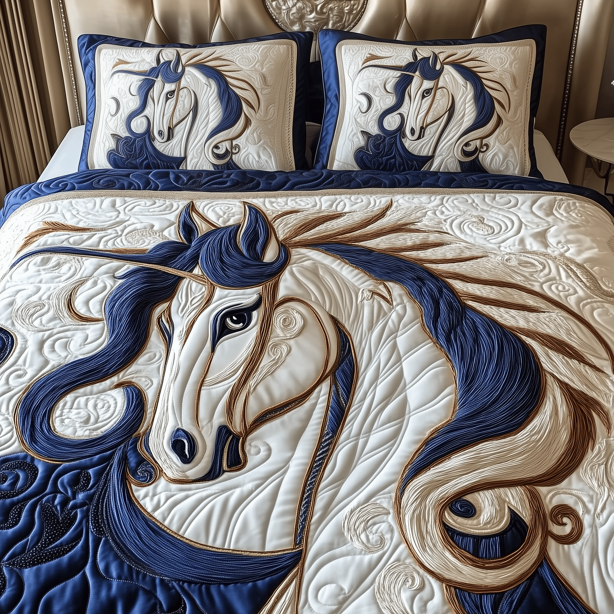 Horse Quilted Bedding Set Horse Riding Gifts