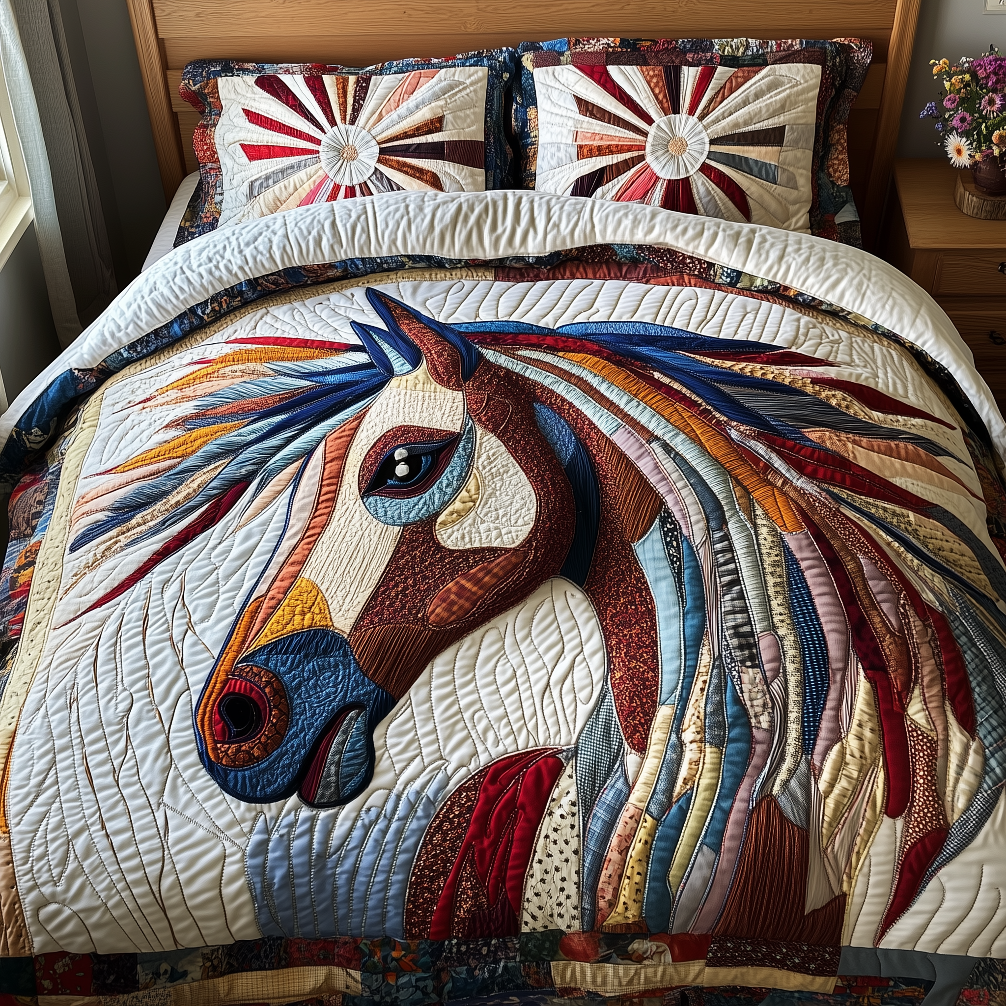 Horse Quilted Bedding Set Valentine'S Day Duvet Cover Set Great Gifts For Horse Lovers