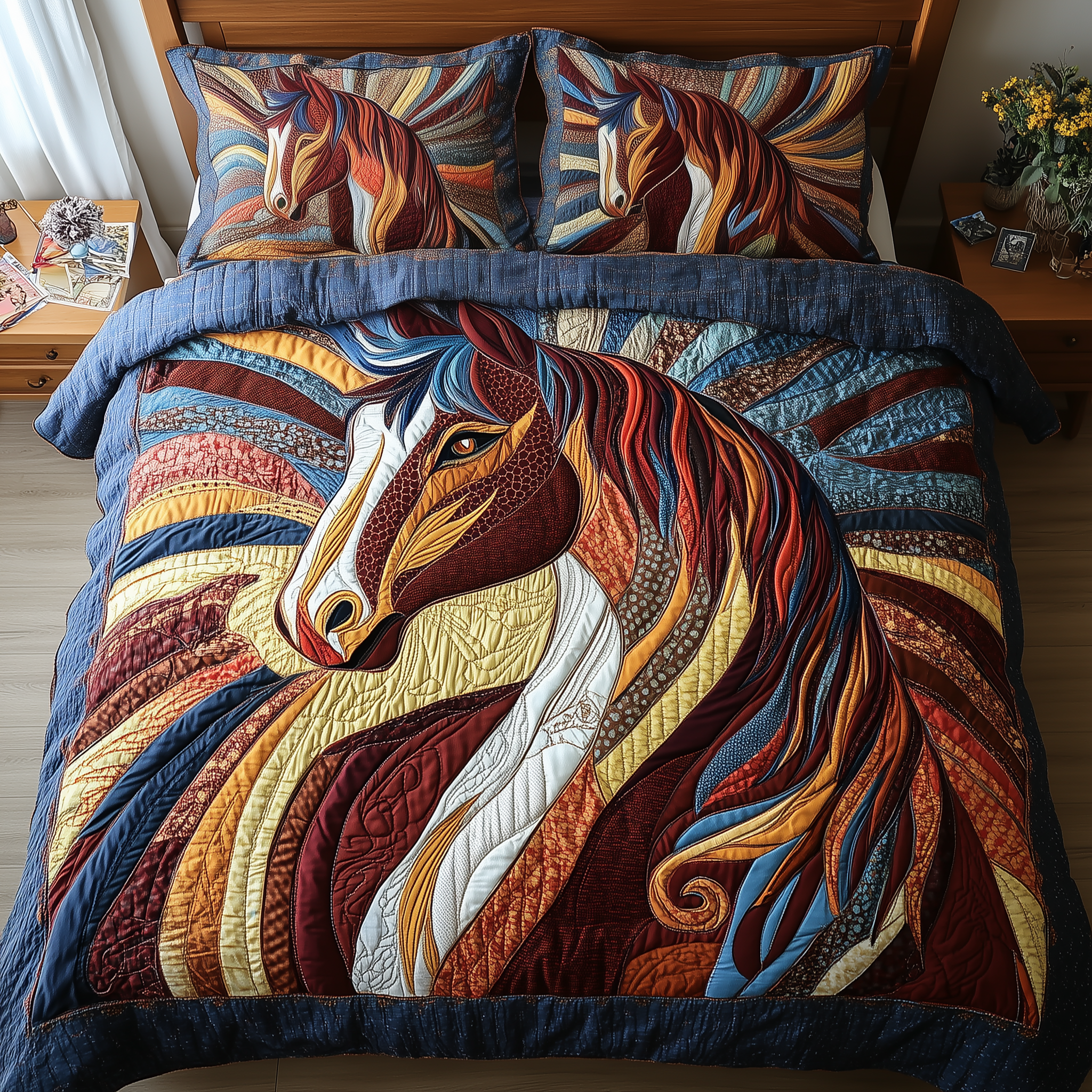 Horse Quilted Bedding Set Valentine'S Day Duvet Cover Set Horse Birthday Presents