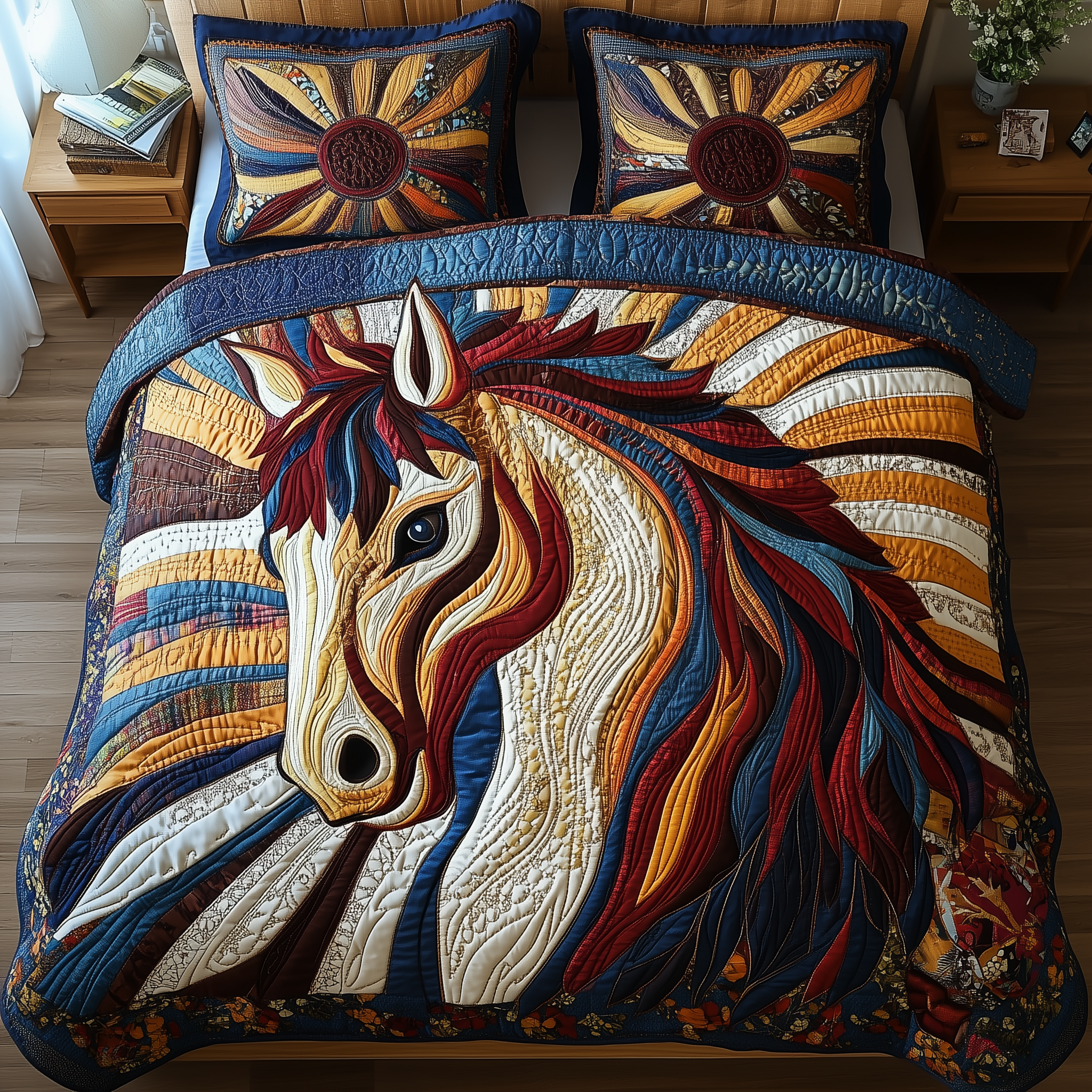 Horse Quilted Bedding Set Valentine'S Day Duvet Cover Set Horse Present Ideas