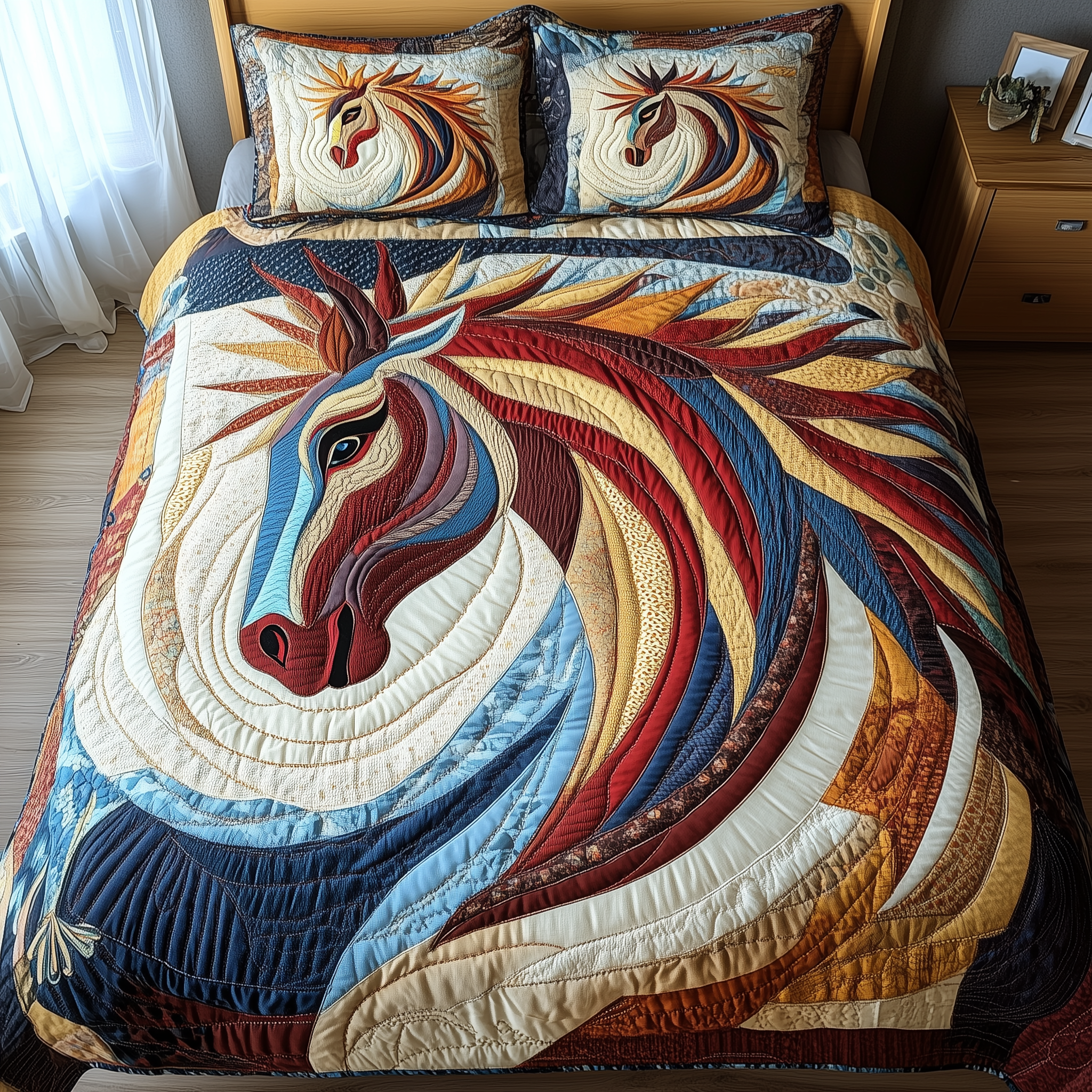 Horse Quilted Bedding Set Valentine'S Day Duvet Cover Set Unique Gifts For Horse Lovers
