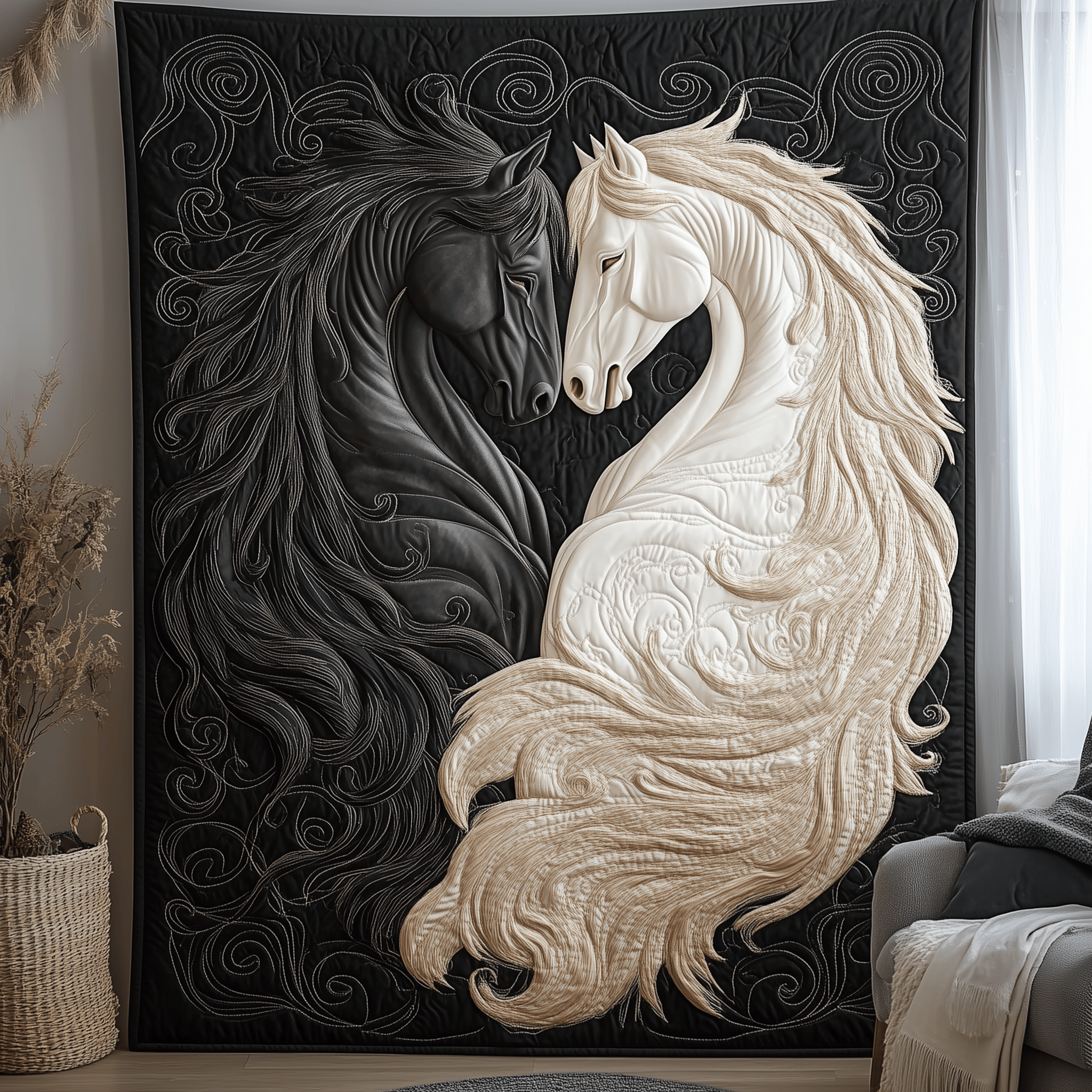 Horse Romance of Love Quilted Blanket Family Gift Ideas For Christmas