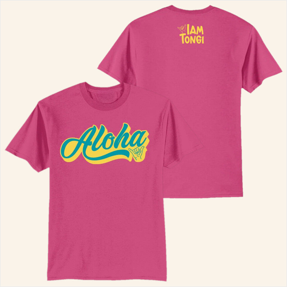 Hot Pink Aloha T-Shirt Iam Tongi Merch Gift Ideas For Her BFF Birthday Gifts Christmas Presents