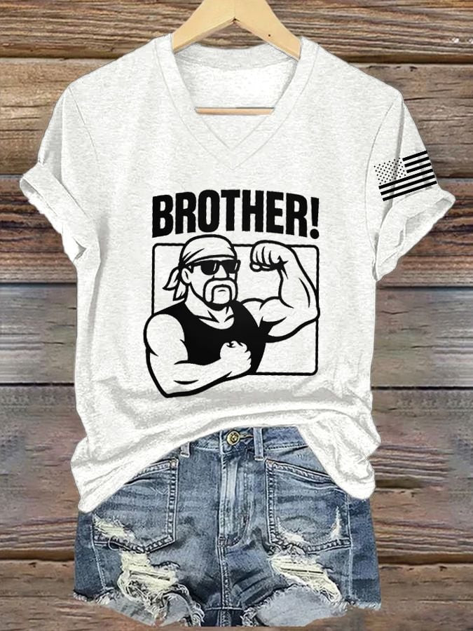 Hot Top Legendary Wrestler V-neck Shirt Hulkamania Brother Clothing Gifts For Mom