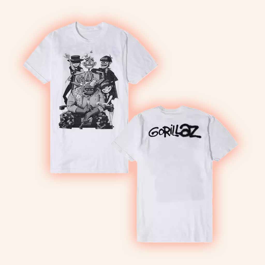 Hot Topic Merch Gorillaz Black And White Group Photo T-Shirt Unique Gift For Friend