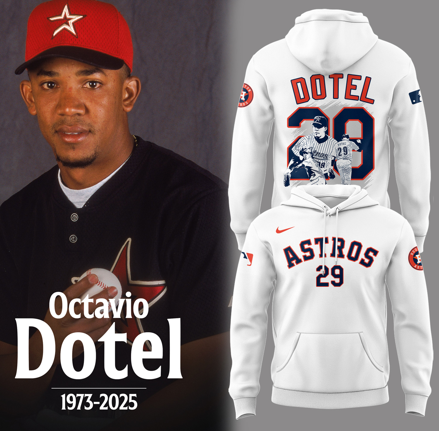 Houston Astros Baseball 2025 Rip Octavio Dotel Hoodie
