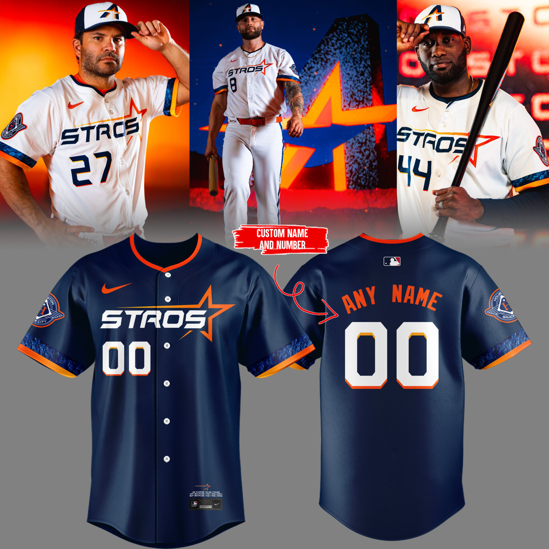Houston Astros Baseball City Connect 2025 The Next Frontier Navy Custom Jersey