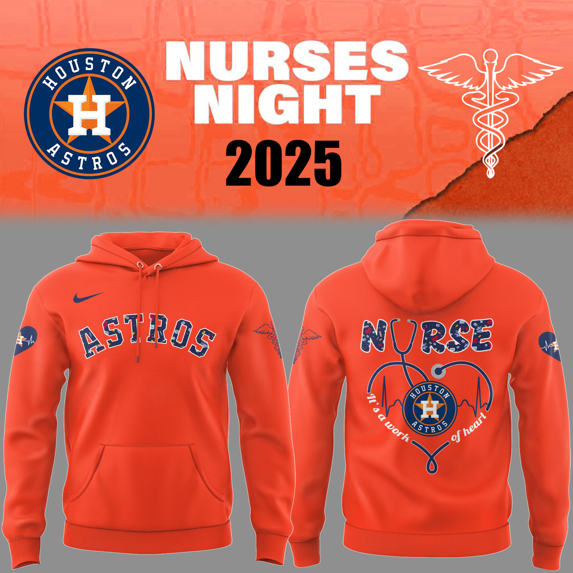 Houston Astros Baseball Nurses Night Hoodie Gift for Fans