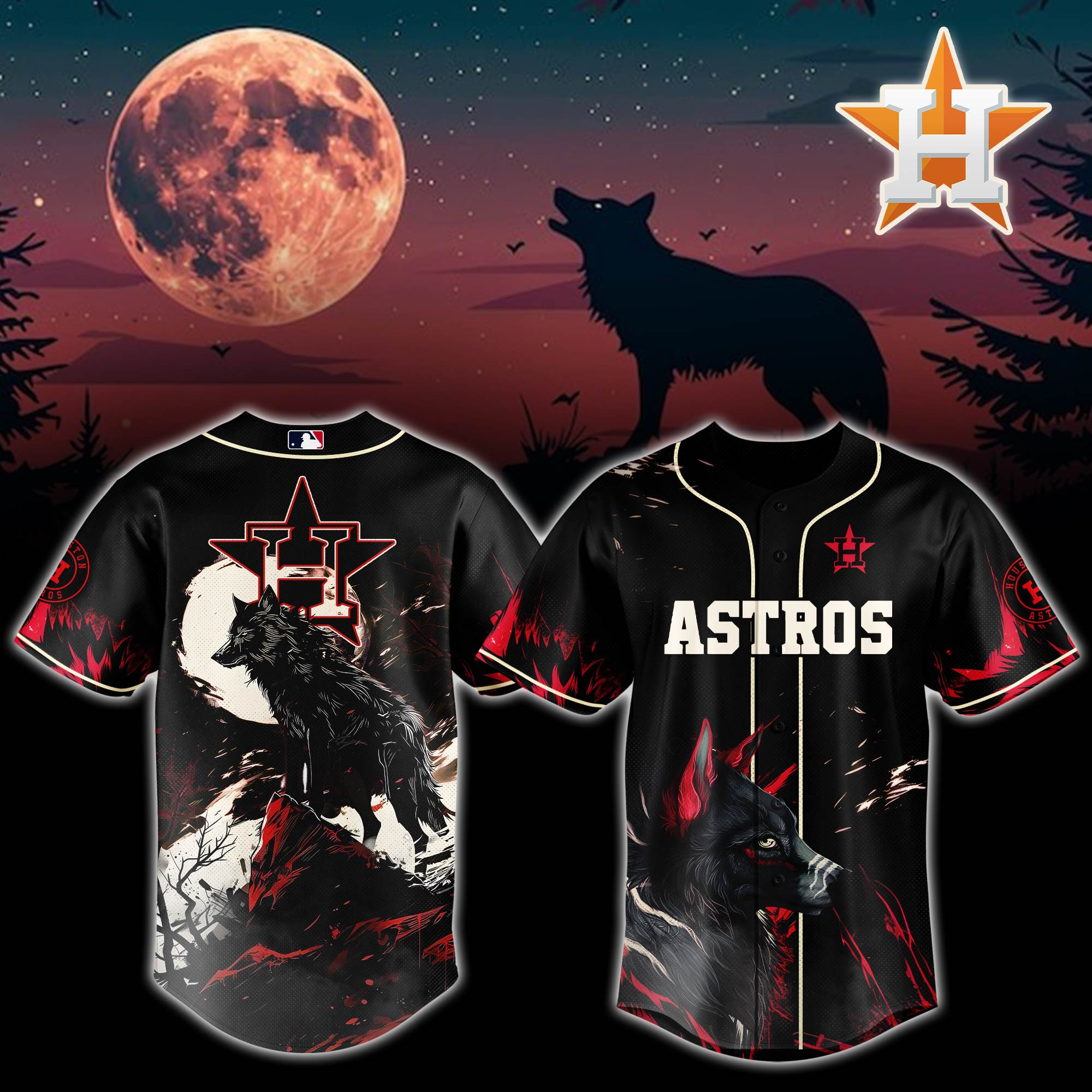 Houston Astros Mlb X Wolf Baseball Jersey For Fans