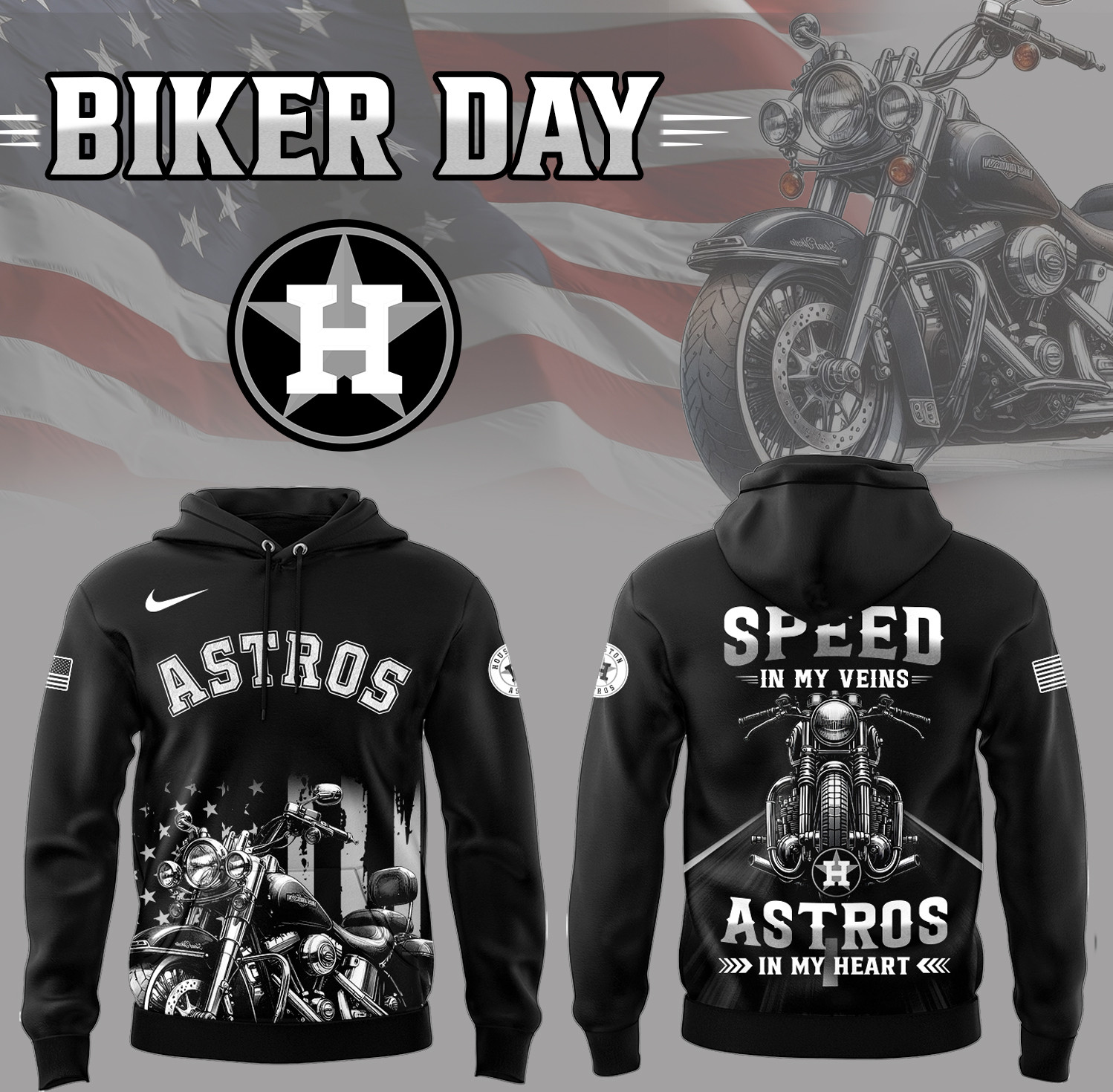 Houston Astros X Biker Day Hoodie Gift For Baseball Fans