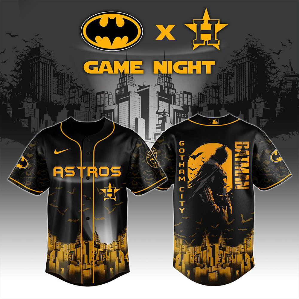 Houston Astros x DC Batman Game Night Jersey Baseball Team Gift Ideas