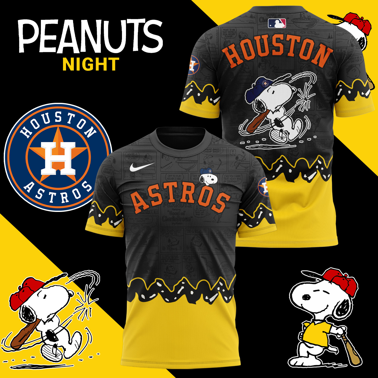 Houston Astros X Peanuts Night Tshirt Gift For Astros Lovers