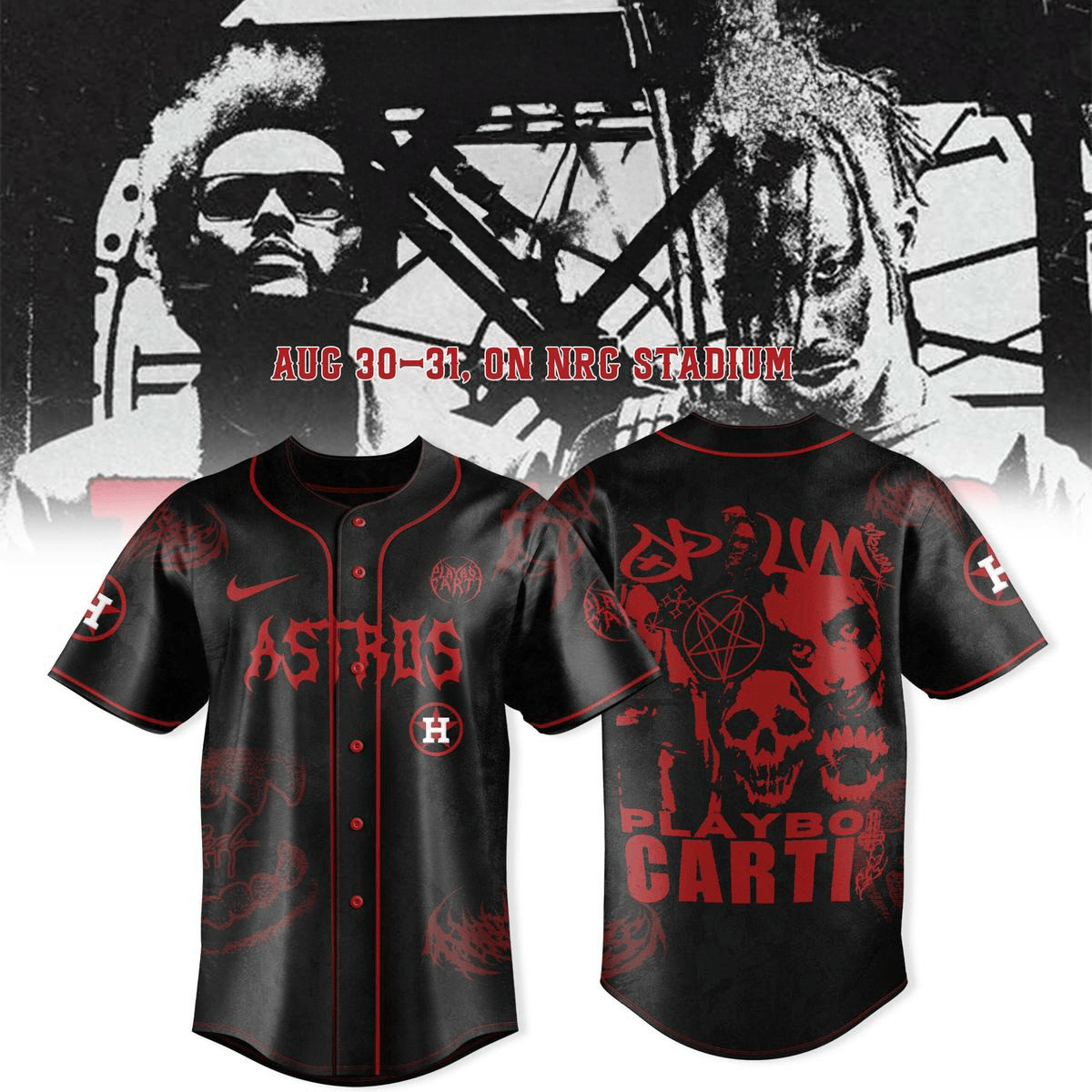 Houston Astros X Playboi Carti The Weeknd Tour 2025 Jersey Houston Astros Merch