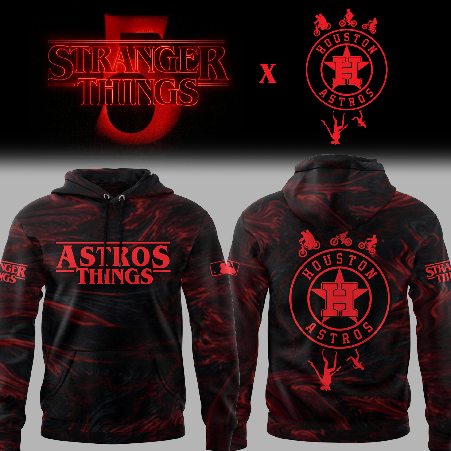 Houston Astros X Stranger Things Night Hoodie Best Gifts For Baseball Fans