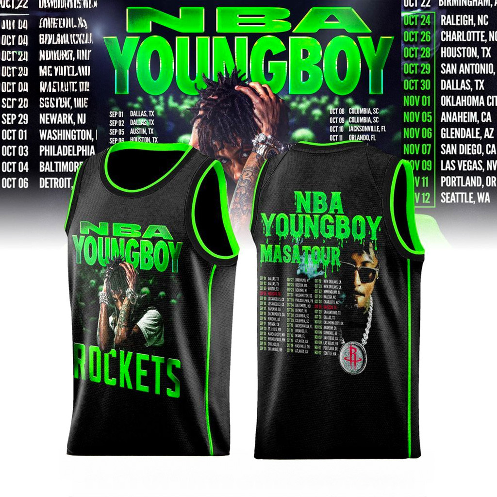 Houston Rockets X NBA Youngboy Masa Tour Jersey Houston Rockets Merch Husband Gifts
