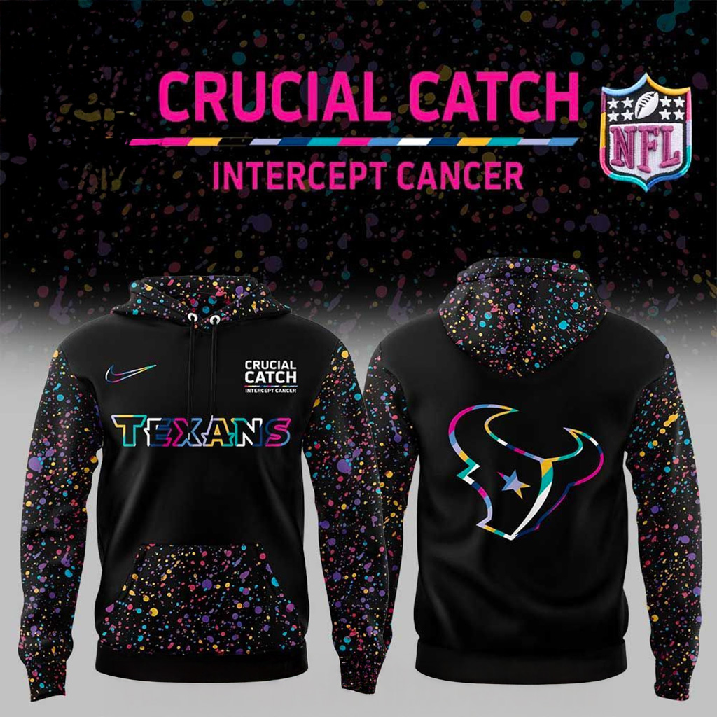 Houston Texans 2025 NFL Crucial Catch Hoodie Houston Texans Merch Fans Gifts