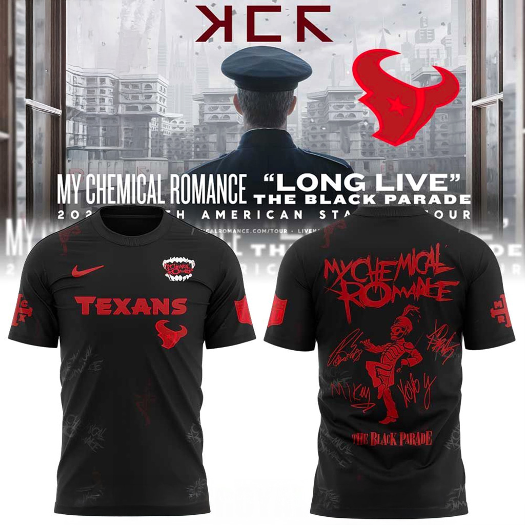 Houston Texans My Chemical Romance Tour 2025 Combo Signature Shirt Texans Merch Fans Gifts