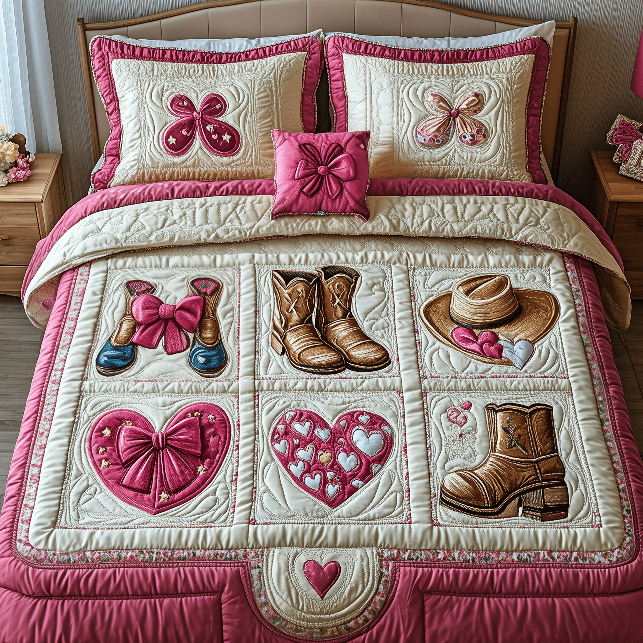 Howdy Valentine Quilted Bedding Set Duvet Cover Bedspread Set Item Best Valentines Gifts