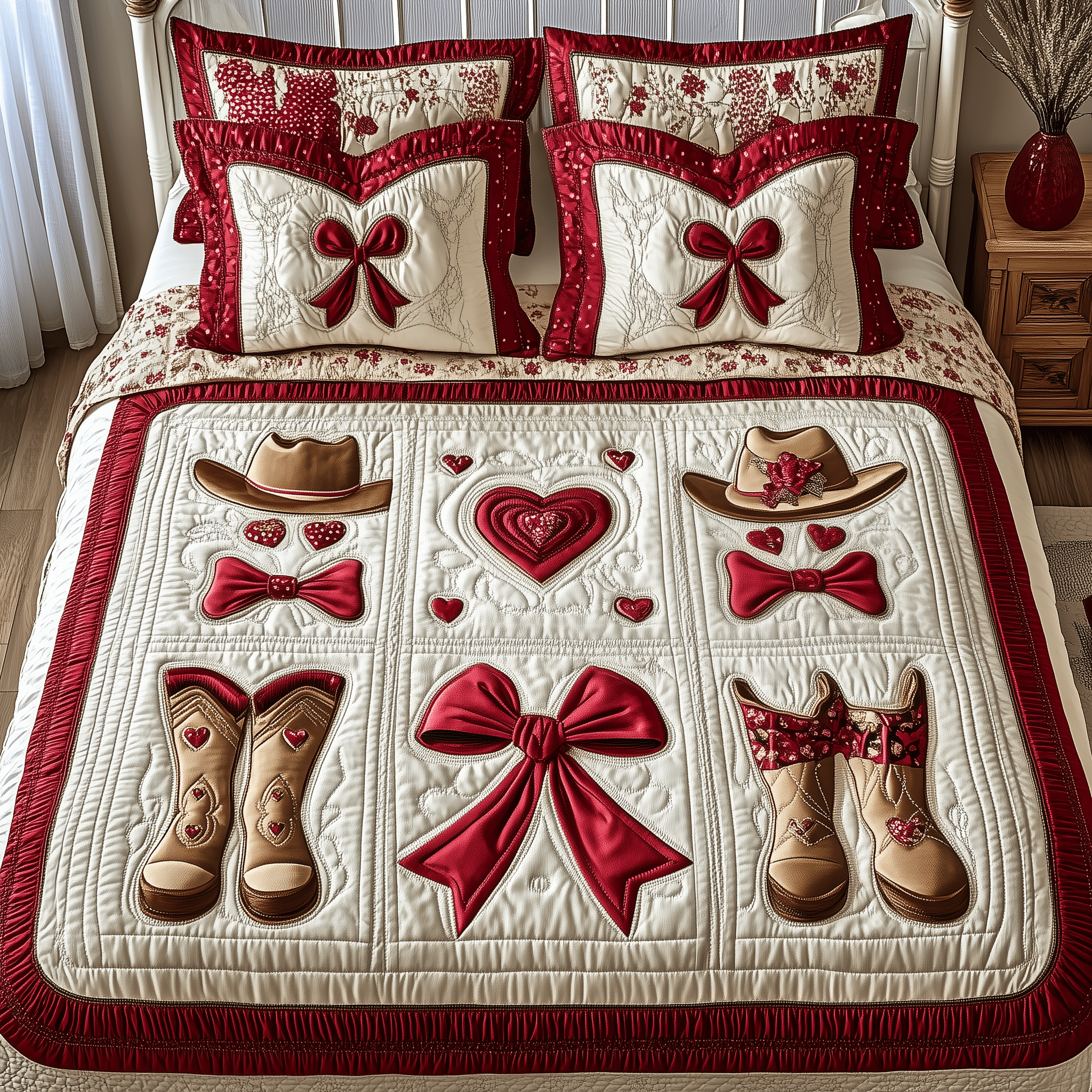 Howdy Valentine Quilted Bedding Set Duvet Cover Bedspread Set Item Gifts For Valentine
