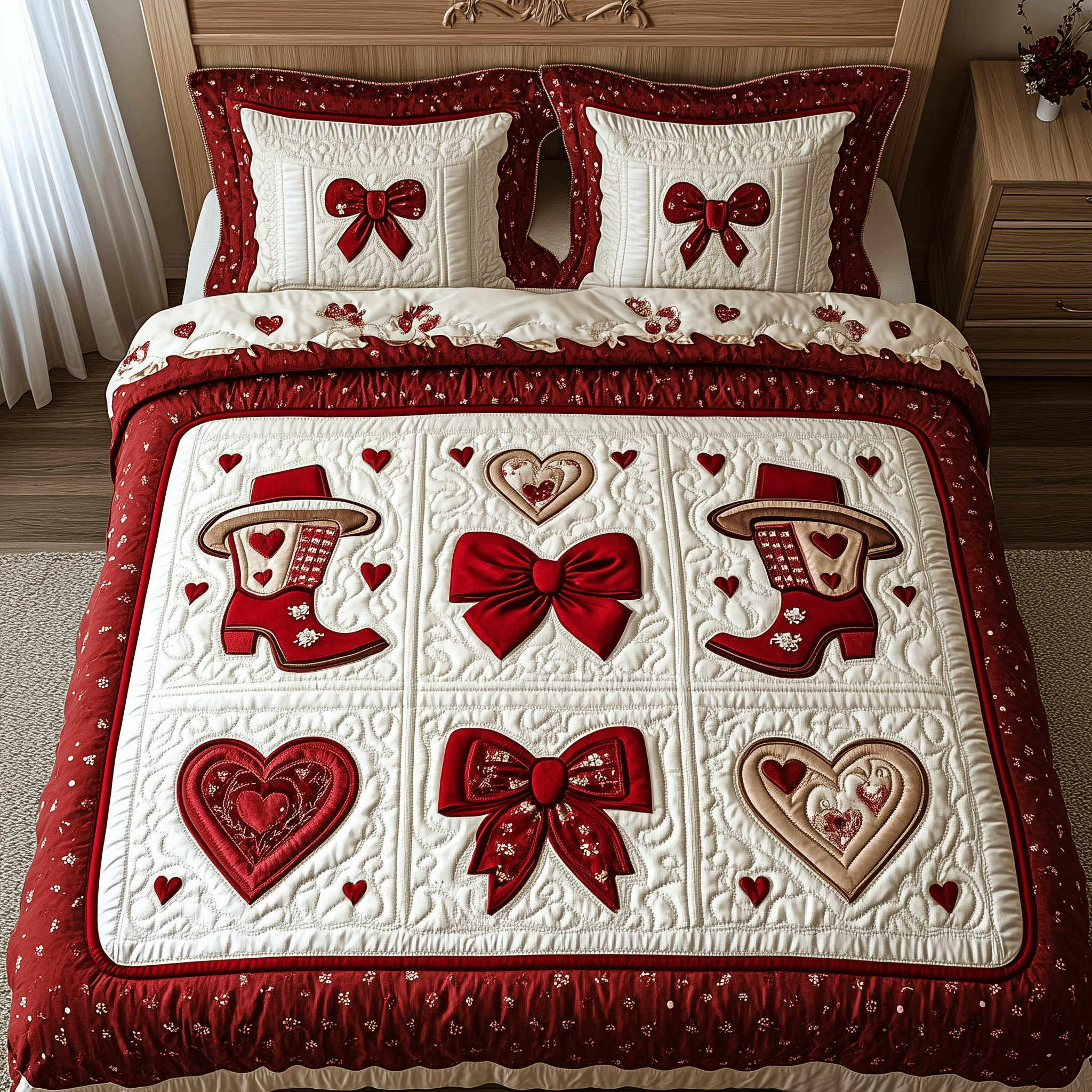 Howdy Valentine Quilted Bedding Set Duvet Cover Bedspread Set Item Valentine'S Day Gifts For Her