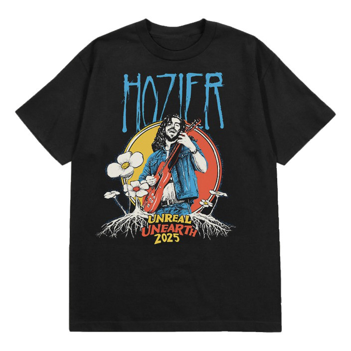 Hozier Concert Merch 2025 Unreal Unearth 2025 Flower Tour Tee black Tshirt Hozier Fan Merch