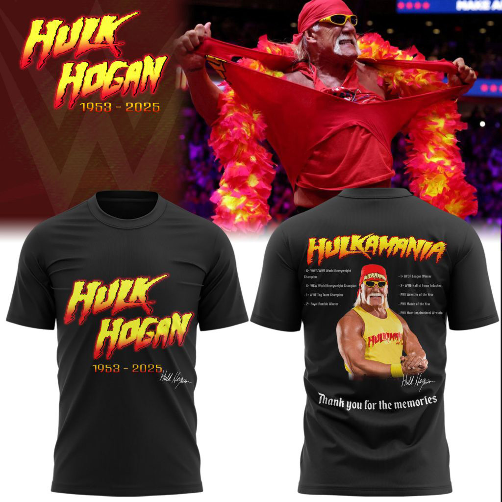 Hulk Hogan 1953 2025 T-Shirt Thank You For The Memories RIP Hulkamania Shirt Fans Gift